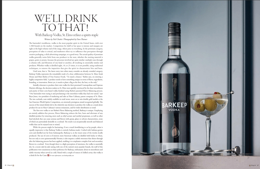 Sophisticated Living Magazine covers Barkeep Vodka